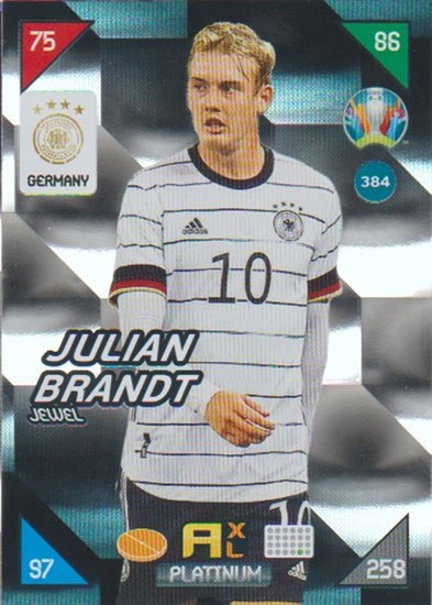 Brandt Panini Adrenalyn XL 2021 Kick Off Jewel Platinum Numéro 384 Julian Brandt 