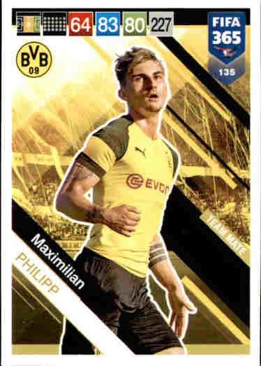 Borussia Dortmund Maximilian Philipp Panini FIFA365 2019 Sticker 190 a/b 