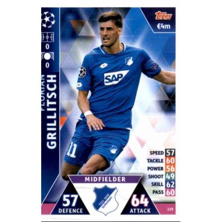 Florian Grillitsch Hoffenheim 119 Match Attax Champions 2018-19