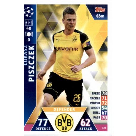 Łukasz Piszczek Borussia Dortmund 129 Match Attax Champions 2018-19