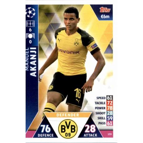 Manuel Akanji Borussia Dortmund 133 Match Attax Champions 2018-19