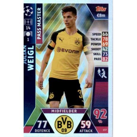 Julian Weigl - Pass Master Borussia Dortmund 137 Match Attax Champions 2018-19