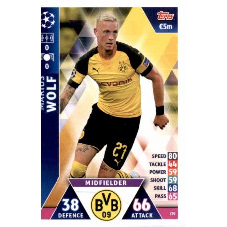 Marius Wolf Borussia Dortmund 139 Match Attax Champions 2018-19
