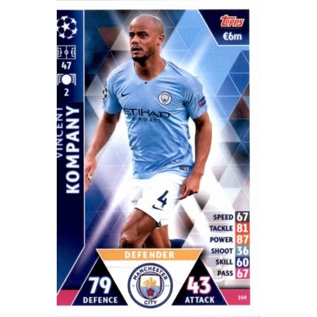 Vincent Kompany Manchester City 149 Match Attax Champions 2018-19