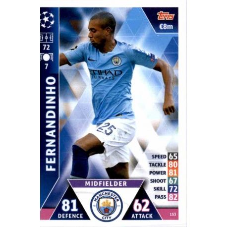 Fernandinho Manchester City 153 Match Attax Champions 2018-19
