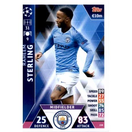 Raheem Sterling Manchester City 158 Match Attax Champions 2018-19