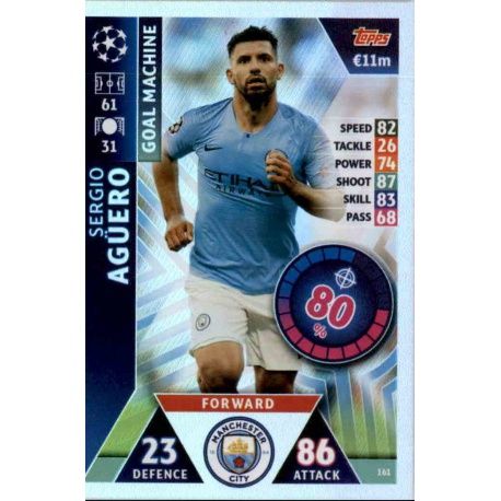 Sergio Agüero Manchester City 161 Match Attax Champions 2018-19