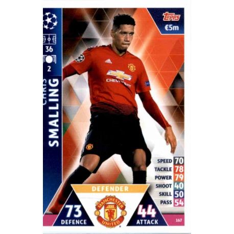 Chris Smalling Manchester United 167 Match Attax Champions 2018-19