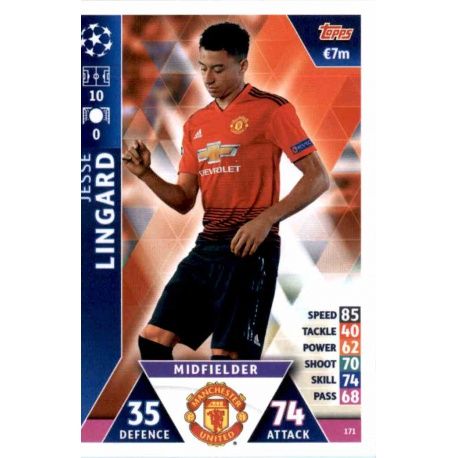 Jesse Lingard Manchester United 171 Match Attax Champions 2018-19