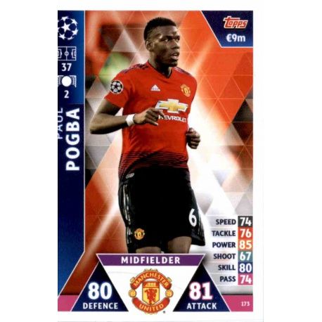 Paul Pogba Manchester United 173 Match Attax Champions 2018-19