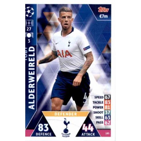 Toby Alofrweireld Tottenham Hotspur 185 Match Attax Champions 2018-19