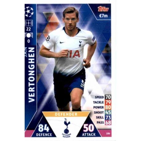 Jan Vertonghen Tottenham Hotspur 186 Match Attax Champions 2018-19