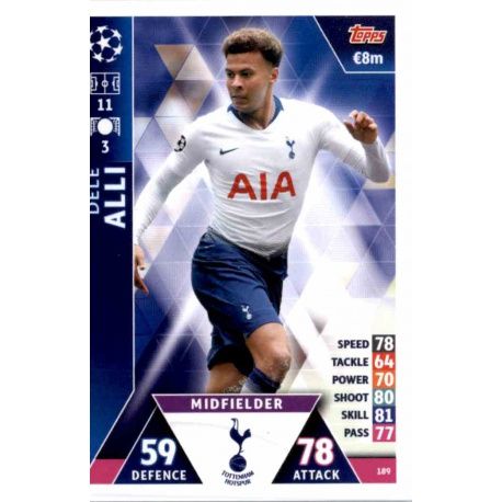 of thee Alli Tottenham Hotspur 189 Match Attax Champions 2018-19