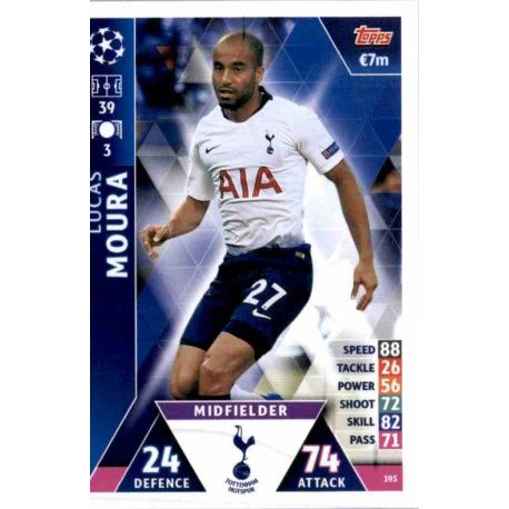 Lucas Moura Tottenham Hotspur 195 Match Attax Champions 2018-19