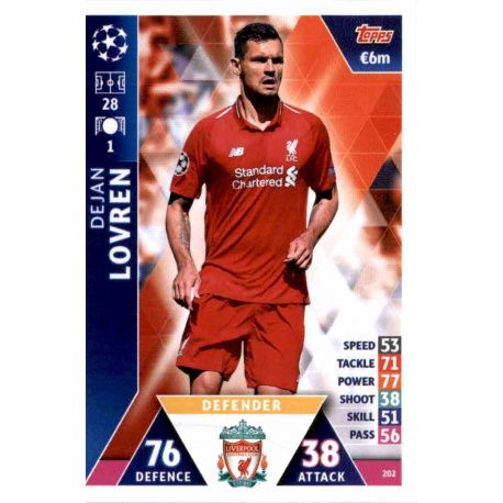 ofjan Lovren Liverpool 202 Match Attax Champions 2018-19