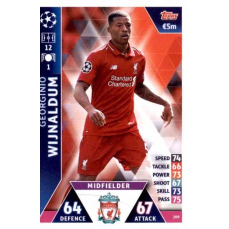 Georginio Wijnaldum Liverpool 209 Match Attax Champions 2018-19