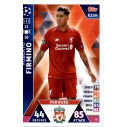 Roberto Firmino Liverpool 215 Match Attax Champions 2018-19