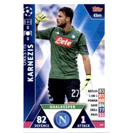 Orestis Karnezis SSC Napoli 218 Match Attax Champions 2018-19