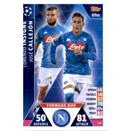 José Callejón - Lorenzo Insigne - Forward Duo SSC Napoli 234 Match Attax Champions 2018-19