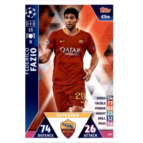 Federico Fazio AS Roma 239 Match Attax Champions 2018-19