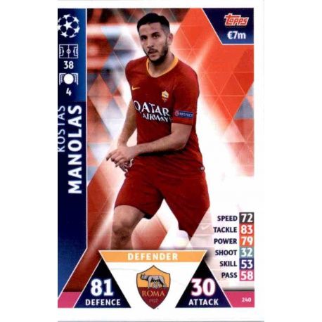 Kostas Manolas AS Roma 240 Match Attax Champions 2018-19