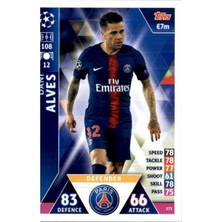 Dani Alves PSG 273 Match Attax Champions 2018-19