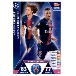 Adrien Rabiot - Marco Verratti - Midfield Duo PSG 288 Match Attax Champions 2018-19