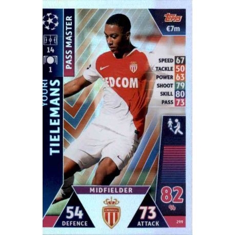 Youri Tielemans - Pass Master AS Monaco 299 Match Attax Champions 2018-19