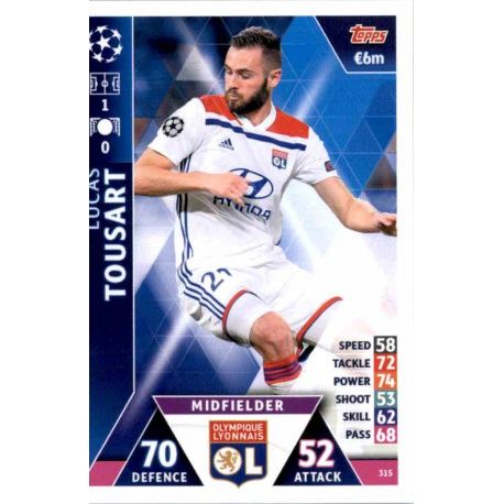 Lucas Tousart Olympique Lyonnais 315 Match Attax Champions 2018-19