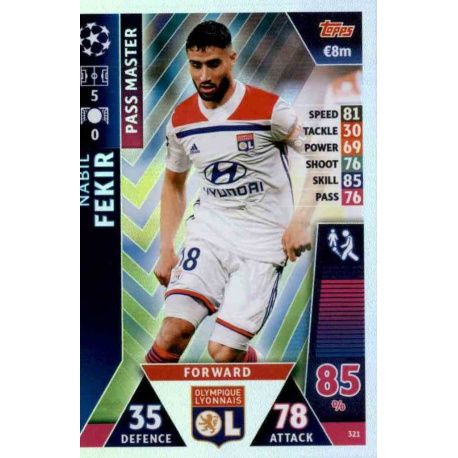 Nabil Fekir - Pass Master Olympique Lyonnais 321 Match Attax Champions 2018-19