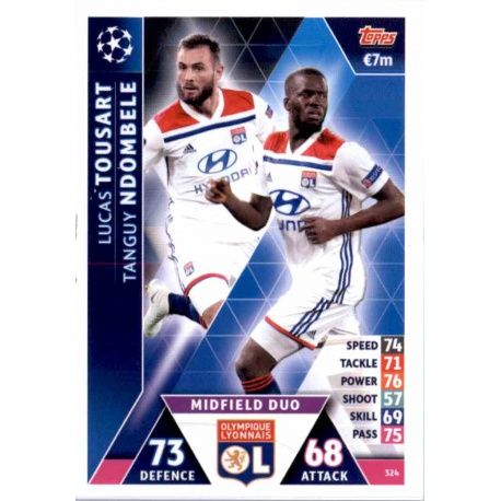 Lucas Tousart -Tanguy Ndombele - Midfield Duo Olympique Lyonnais 324 Match Attax Champions 2018-19