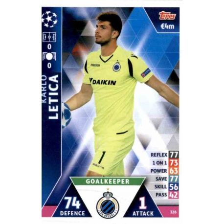 Karlo Letica Club Brugge 326 Match Attax Champions 2018-19