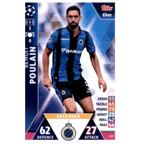 Benoît Poulain Club Brugge 329 Match Attax Champions 2018-19