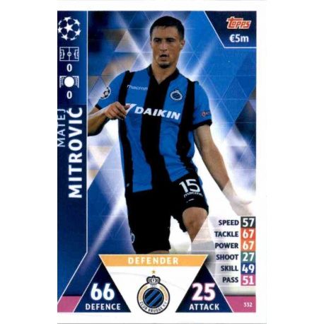 Matej Mitrović Club Brugge 332 Match Attax Champions 2018-19