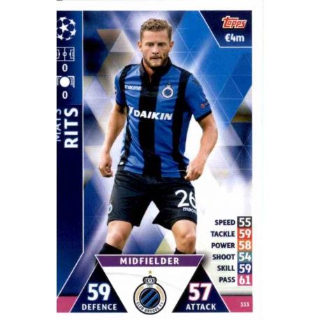 Mats Rits Club Brugge 333 Match Attax Champions 2018-19