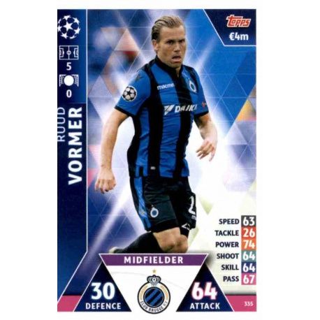 Ruud Vormer Club Brugge 335 Match Attax Champions 2018-19