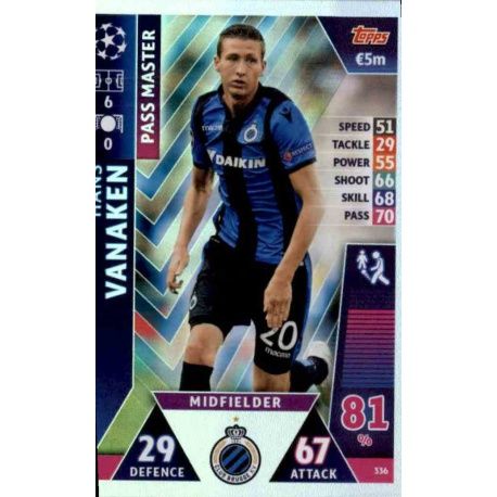 Hans Vanaken - Pass Master Club Brugge 336 Match Attax Champions 2018-19