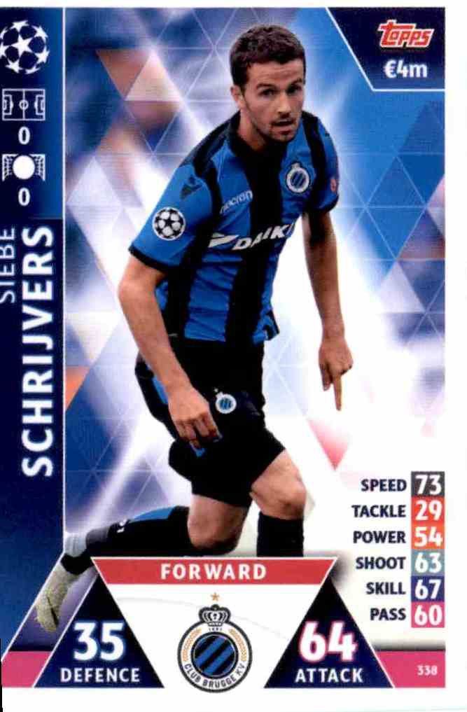 Siebe Schrijvers Club Brugge No 443 Topps Champions League 2018/19 