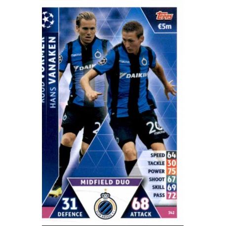 Ruud Vormer - Hans Vanaken - Midfield Duo Club Brugge 342 Match Attax Champions 2018-19