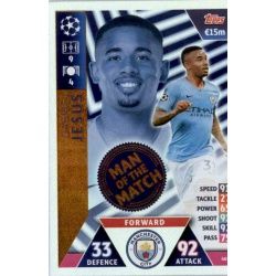 Gabriel Jesus Man of the Match 405 Match Attax Champions 2018-19