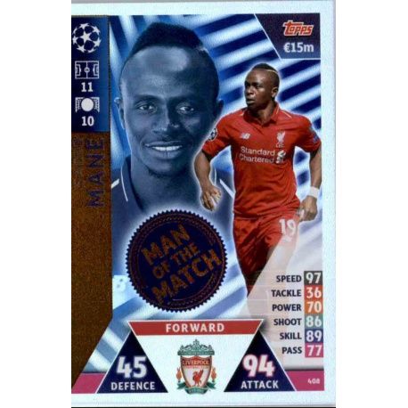 Sadio Mané Man of the Match 408 Match Attax Champions 2018-19