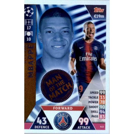 Kylian Mbappé Man of the Match 412 Match Attax Champions 2018-19