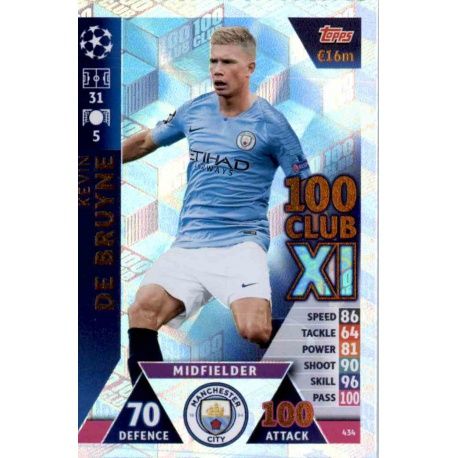 Kevin De Bruyne 100 Club XI 434 Match Attax Champions 2018-19