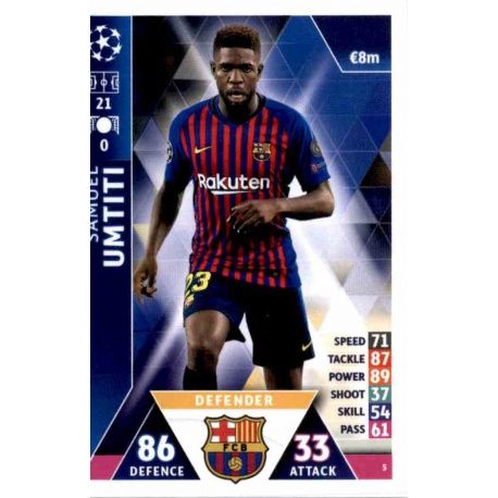 Samuel Umtiti Barcelona 5 Match Attax Champions 2018-19