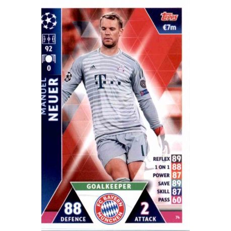 Manuel Neuer Bayern München 74 Match Attax Champions 2018-19