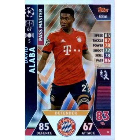 David Alaba - Pass Master Bayern München 76 Match Attax Champions 2018-19