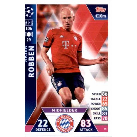 Arjen Robben Bayern München 86 Match Attax Champions 2018-19