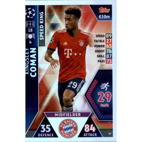 Kingsley Coman - Speed King Bayern München 87 Match Attax Champions 2018-19