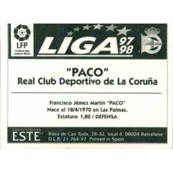 Paco Deportivo Coruña Ediciones Este 1997-98