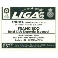 Francisco Espanyol Coloca Ediciones Este 1997-98